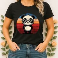 Retro Panda In Sunglasses Bbq Pool Party Funny Panda Women's T-Shirt thumb 2
