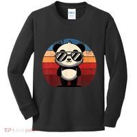 Retro Panda In Sunglasses Bbq Pool Party Funny Panda Kids Long Sleeve Shirt thumb 0