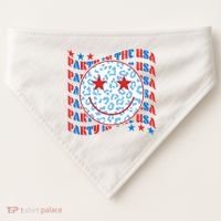 Retro Party In The USA Emoji Smiley USA-Made Doggie Bandana thumb 0