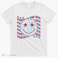 Retro Party In The USA Emoji Smiley T-Shirt thumb 0