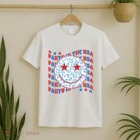 Retro Party In The USA Emoji Smiley T-Shirt thumb 2