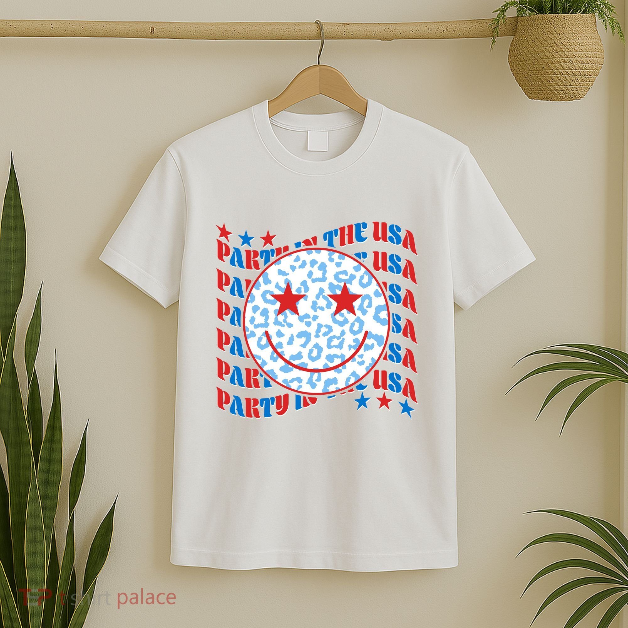 Retro Party In The USA Emoji Smiley T-Shirt