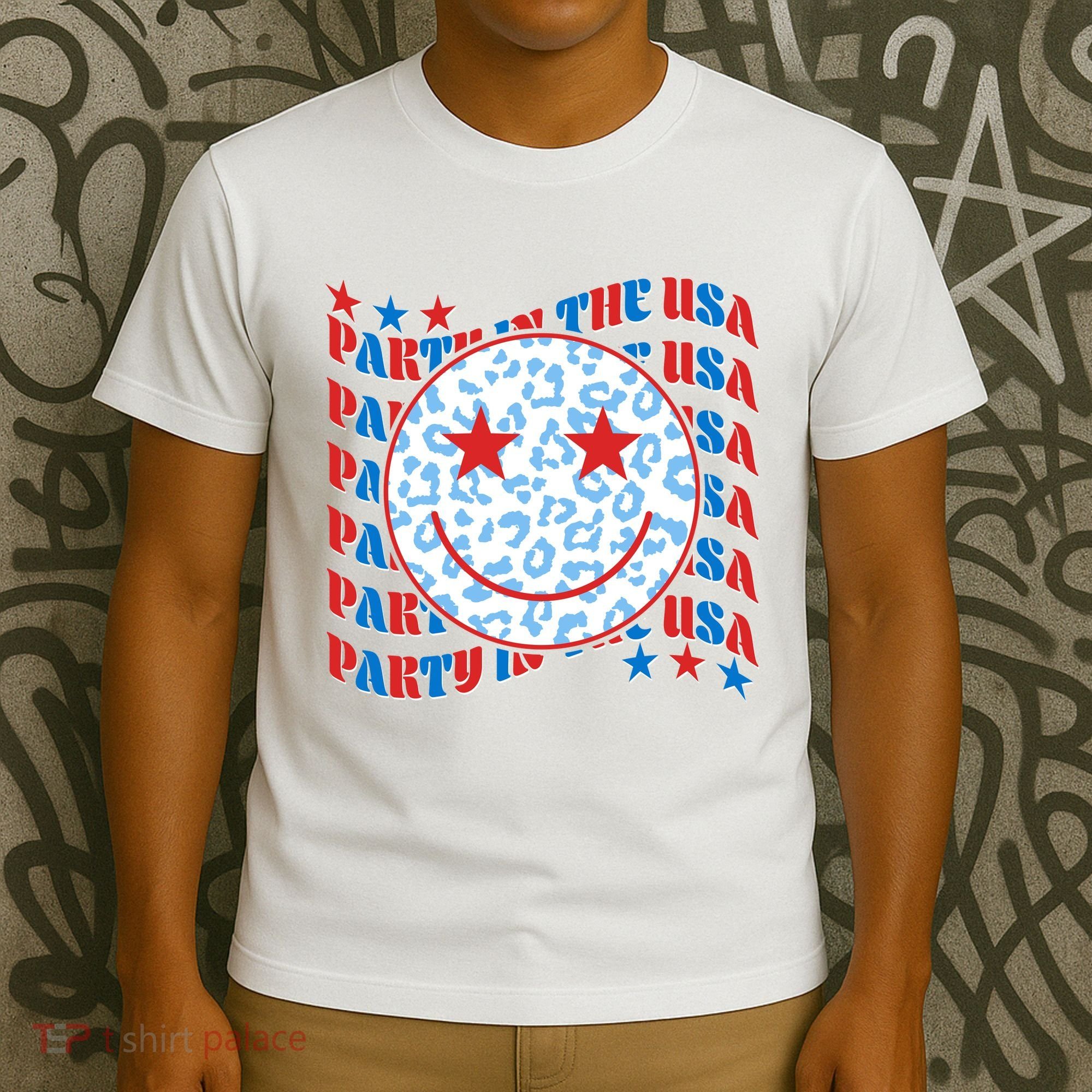 Retro Party In The USA Emoji Smiley T-Shirt