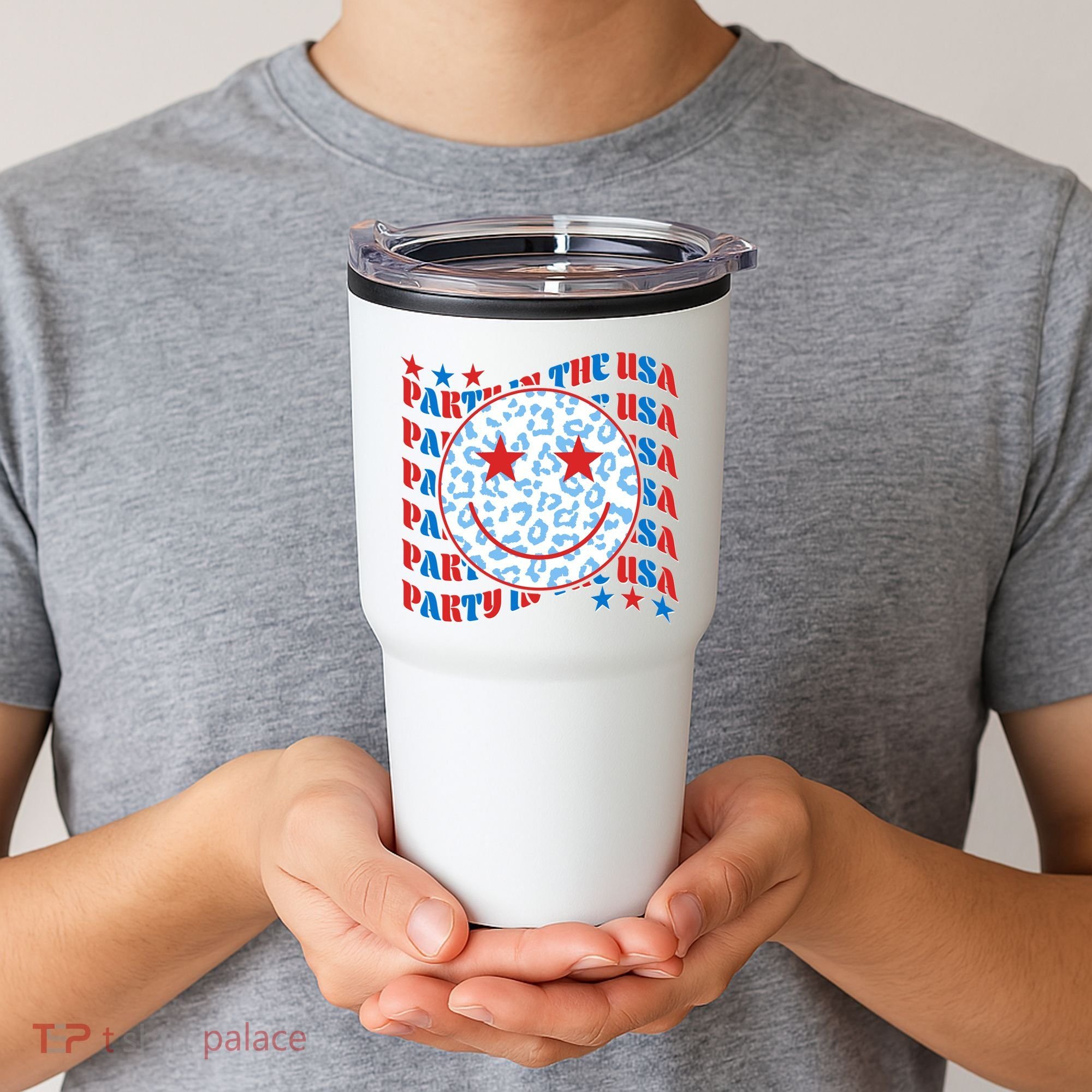 Retro Party In The USA Emoji Smiley Tumbler