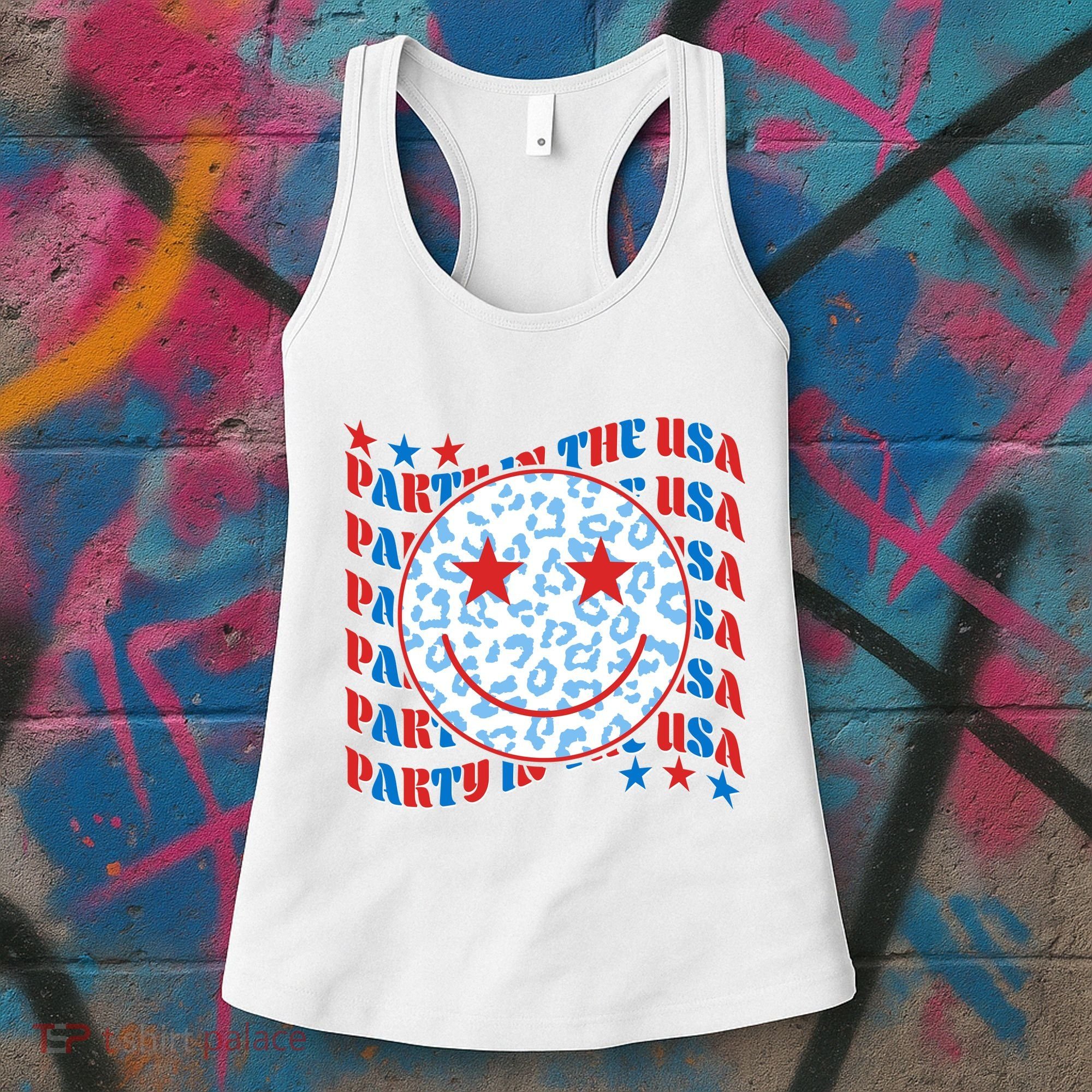 Retro Party In The USA Emoji Smiley Women's Tank Top