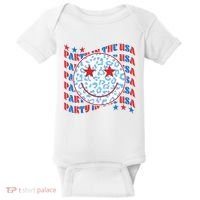 Retro Party In The USA Emoji Smiley Baby Bodysuit thumb 0