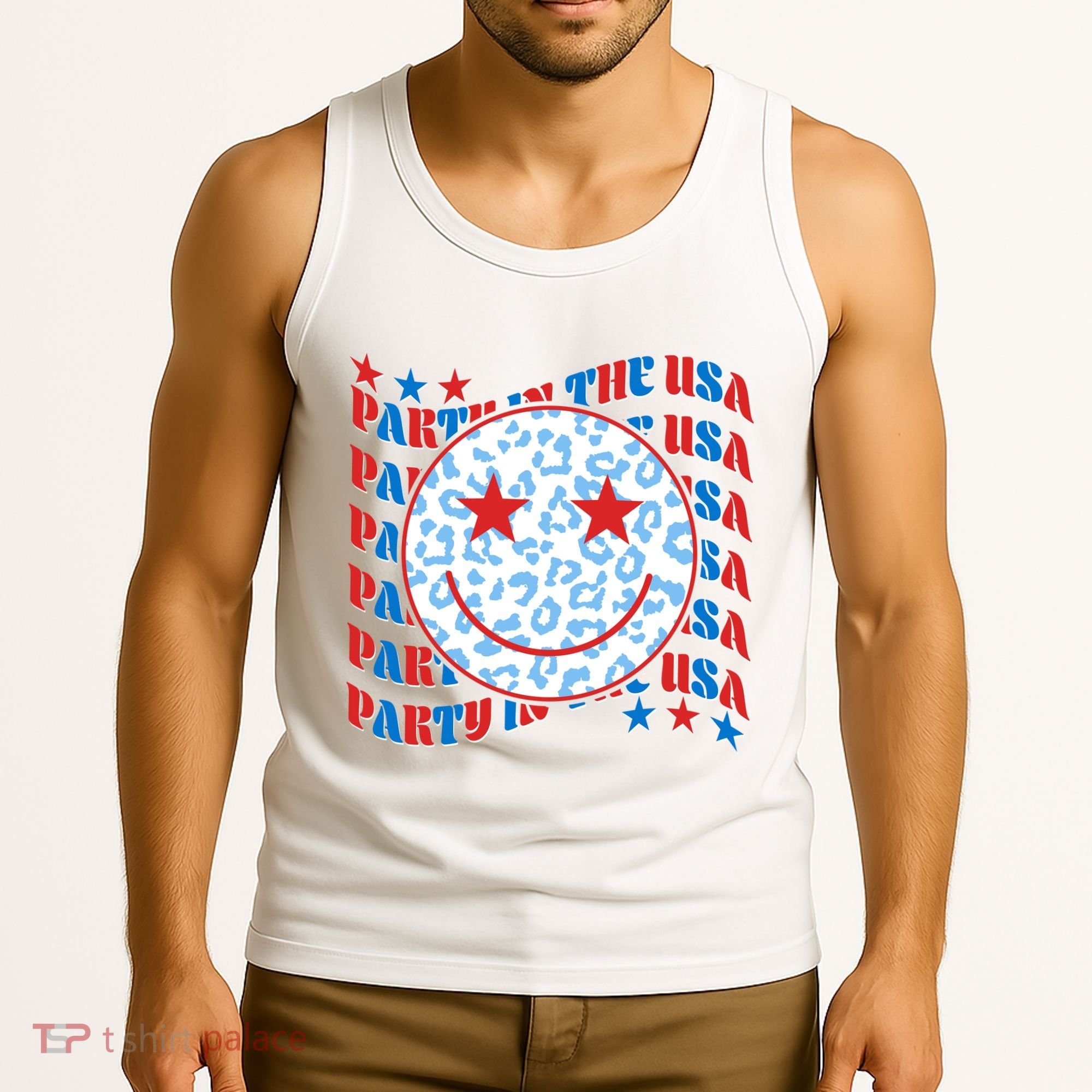 Retro Party In The USA Emoji Smiley Tank Top