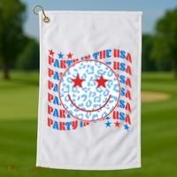Retro Party In The USA Emoji Smiley Golf Towel thumb 1