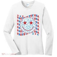 Retro Party In The USA Emoji Smiley Women's Long Sleeve Shirt thumb 0