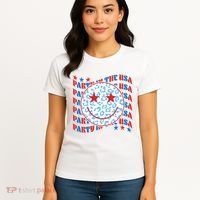 Retro Party In The USA Emoji Smiley Women's T-Shirt thumb 4