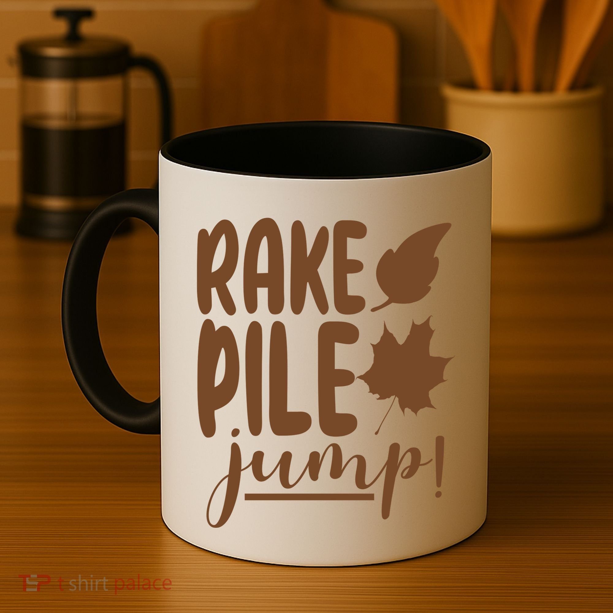 Rake Pile Jump Fall Lover Coffee Mug