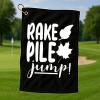 Rake Pile Jump Fall Lover Golf Towel thumb 1