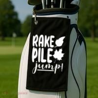 Rake Pile Jump Fall Lover Golf Towel thumb 2