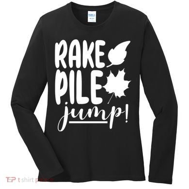 Rake Pile Jump Fall Lover Women's Long Sleeve Shirt