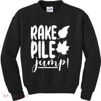Rake Pile Jump Fall Lover Kids Sweatshirt thumb 0