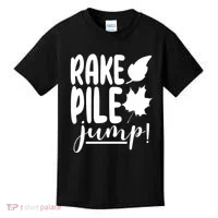 Rake Pile Jump Fall Lover Kids T-Shirt thumb 0