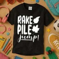 Rake Pile Jump Fall Lover Kids T-Shirt thumb 3