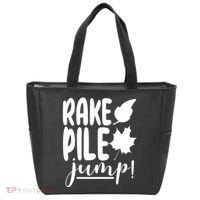 Rake Pile Jump Fall Lover Tote Bag thumb 0