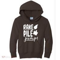 Rake Pile Jump Fall Lover Kids Hoodie thumb 0