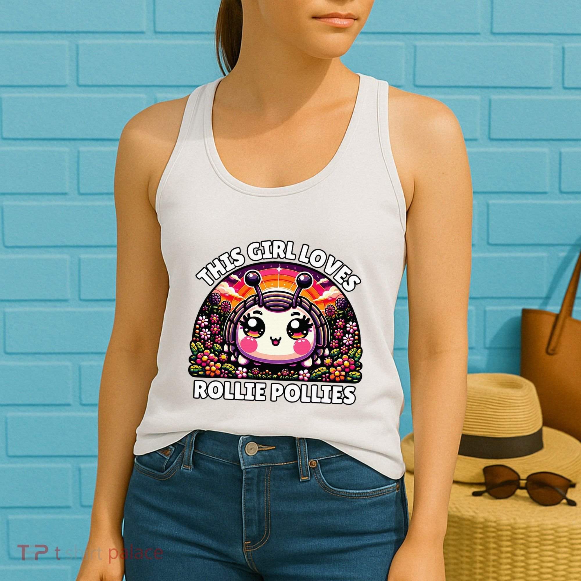Roly Poly Kawaii Pill Bug This Girl Loves Rollie Pollies Women's Tank Top