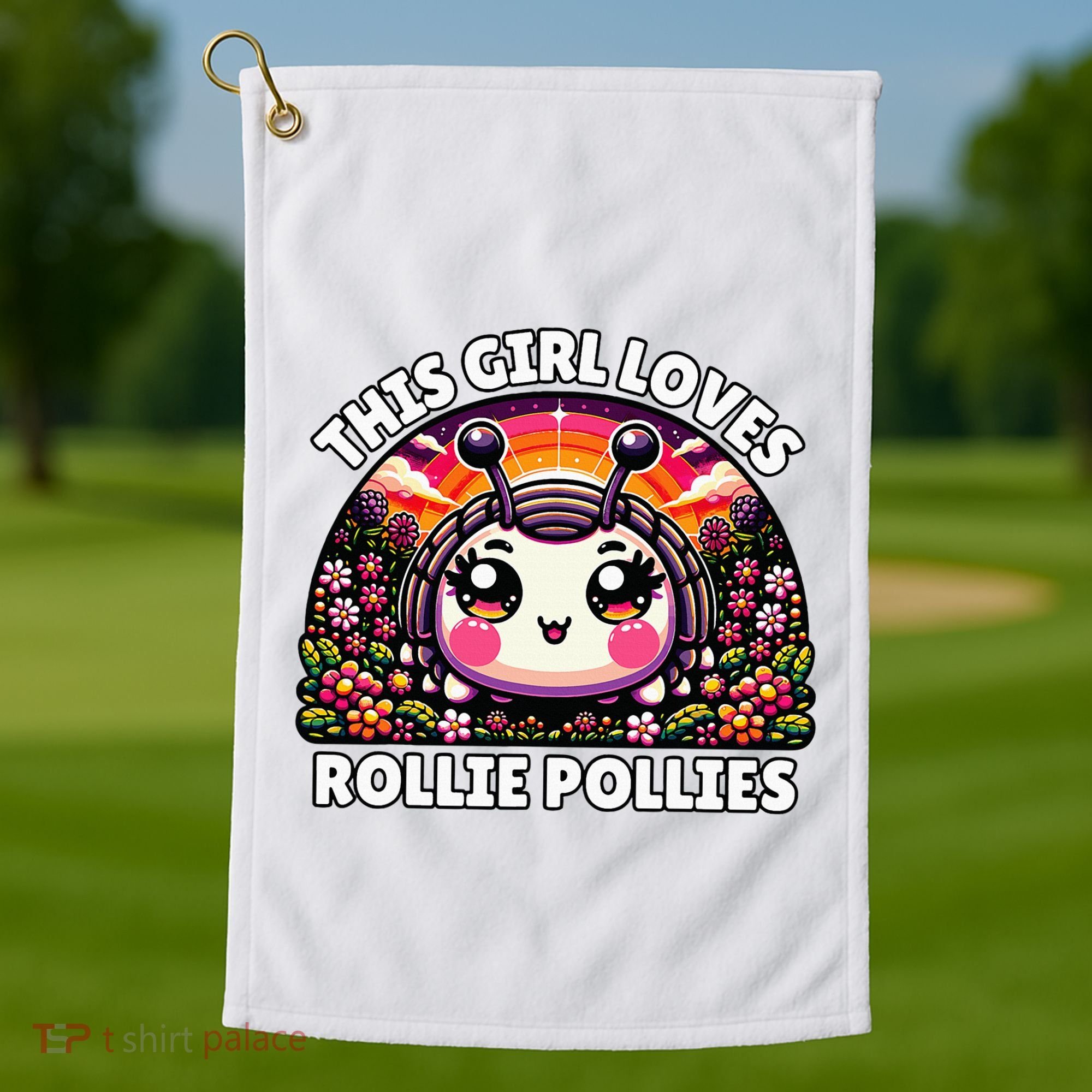 Roly Poly Kawaii Pill Bug This Girl Loves Rollie Pollies Golf Towel