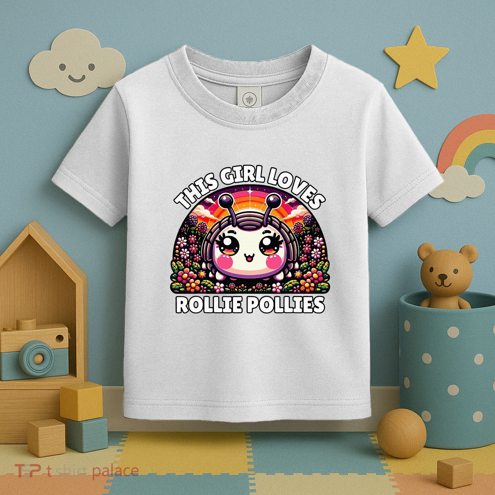 Roly Poly Kawaii Pill Bug This Girl Loves Rollie Pollies Toddler T-Shirt
