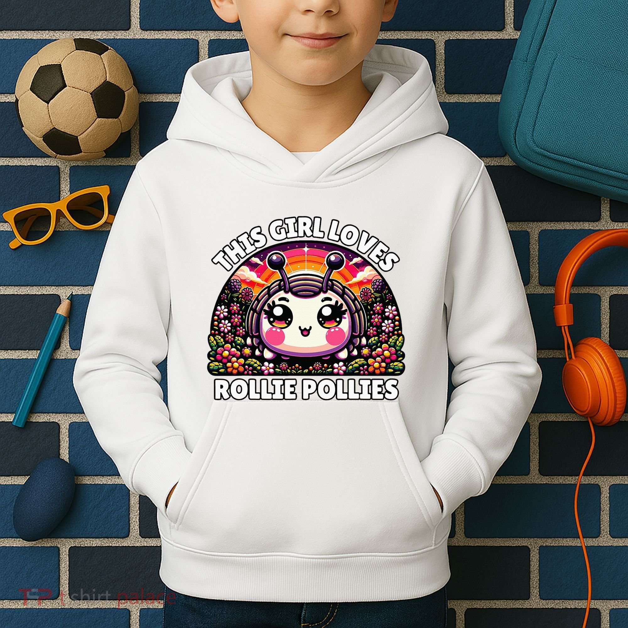Roly Poly Kawaii Pill Bug This Girl Loves Rollie Pollies Kids Hoodie