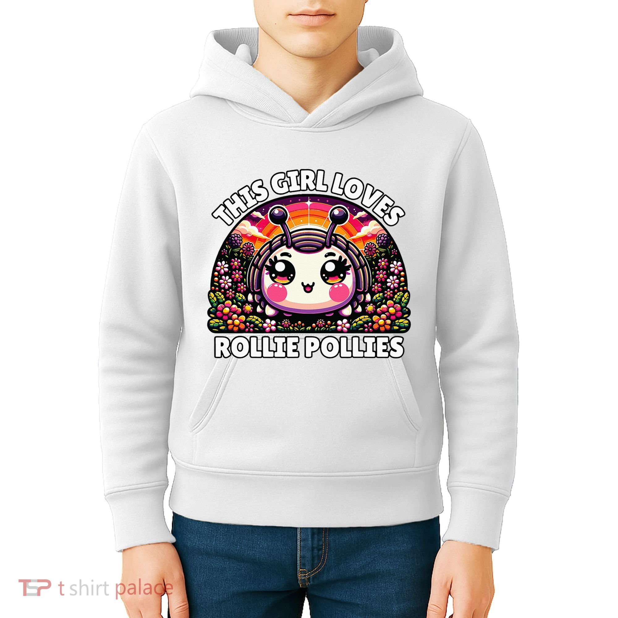 Roly Poly Kawaii Pill Bug This Girl Loves Rollie Pollies Kids Hoodie