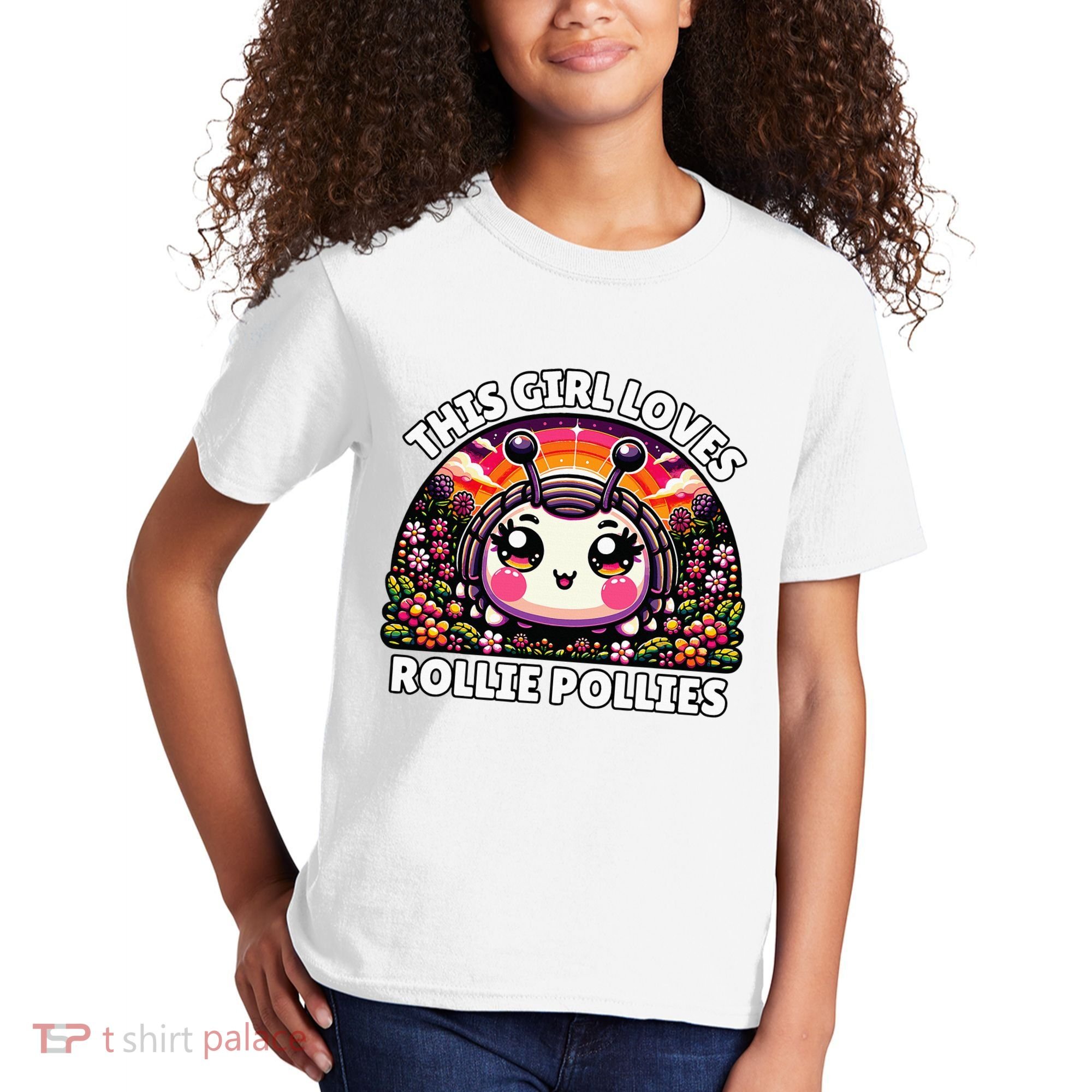 Roly Poly Kawaii Pill Bug This Girl Loves Rollie Pollies Kids T-Shirt