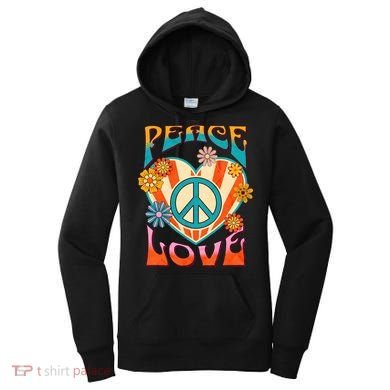 Retro Peace Love Peace Sign 60s 70s Hippie Style Women's Hoodie