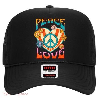 Retro Peace Love Peace Sign 60s 70s Hippie Style Hat