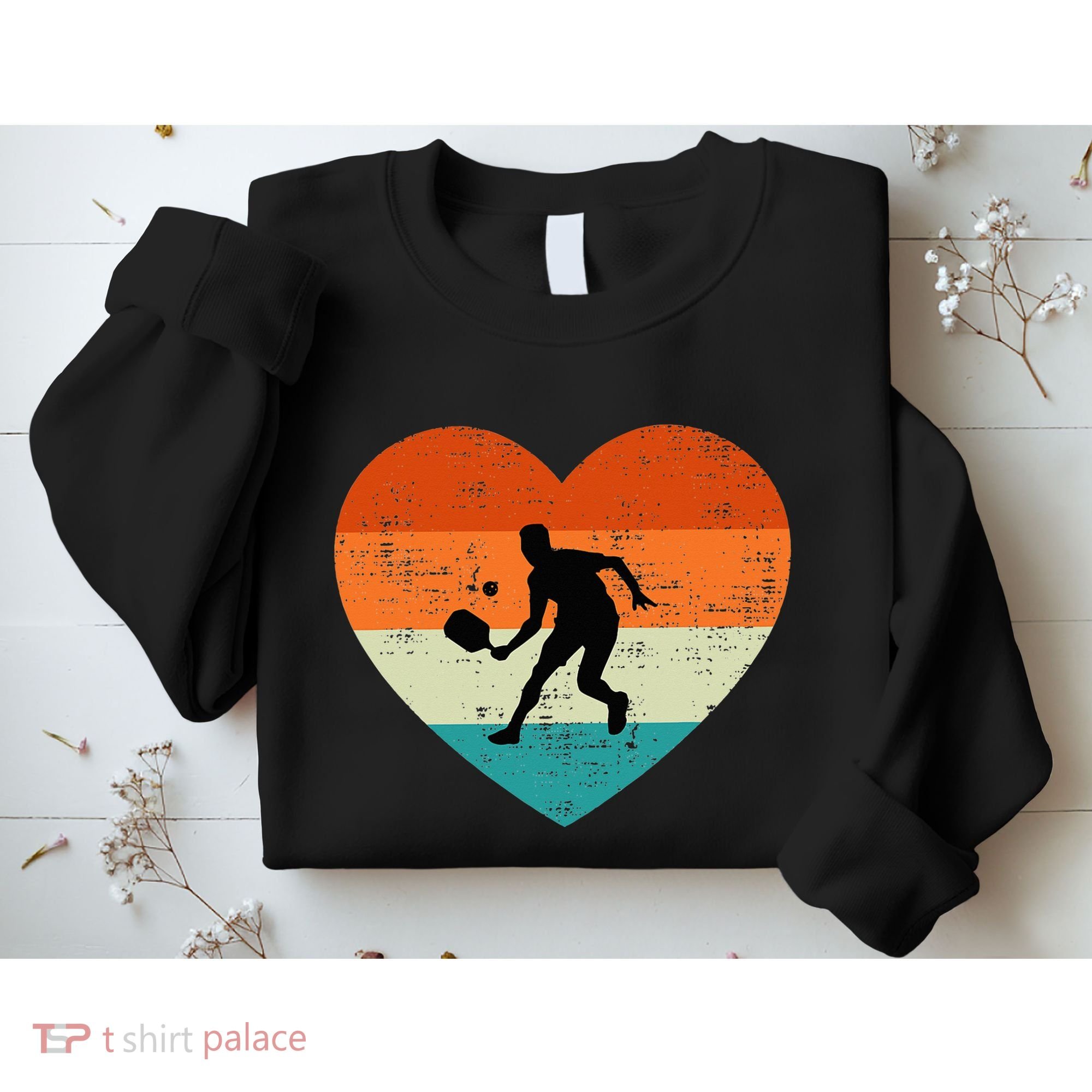 Retro Pickleball Lovers Heart Love Valentines Day Sweatshirt