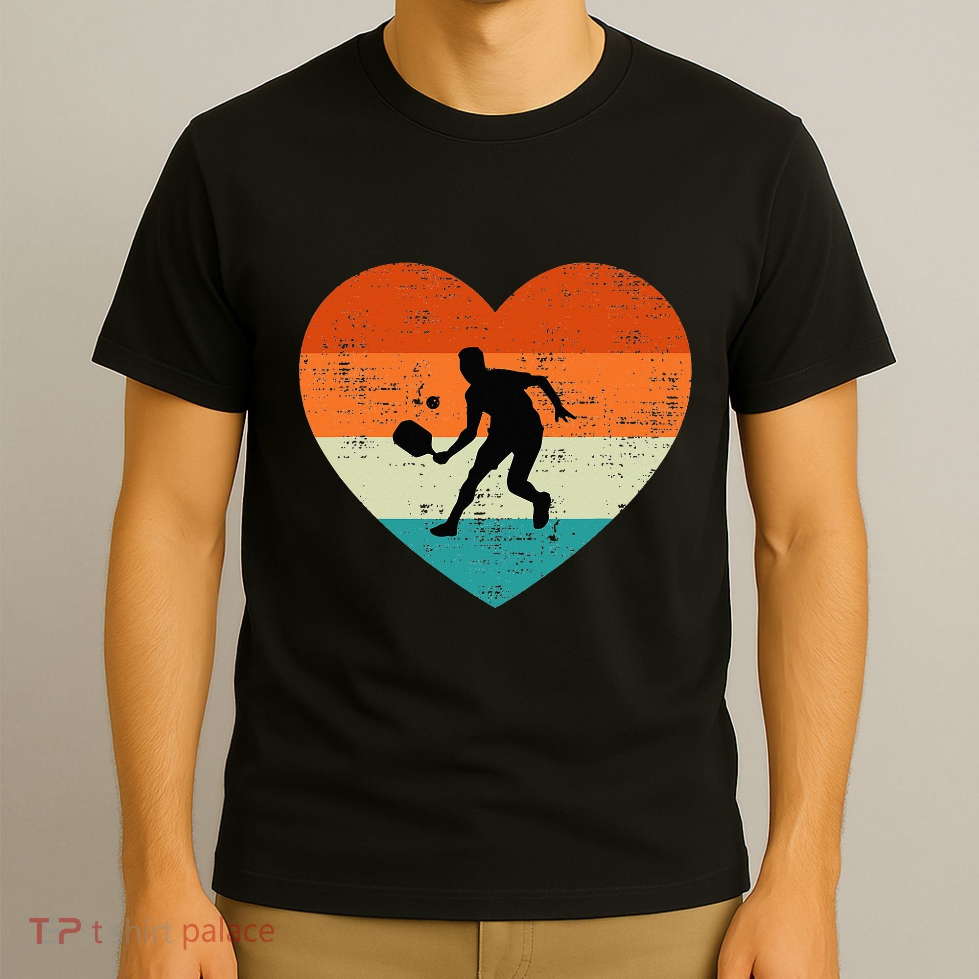 Retro Pickleball Lovers Heart Love Valentines Day T-Shirt