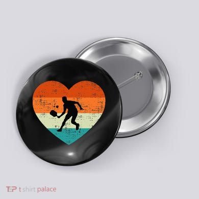 Retro Pickleball Lovers Heart Love Valentines Day Button