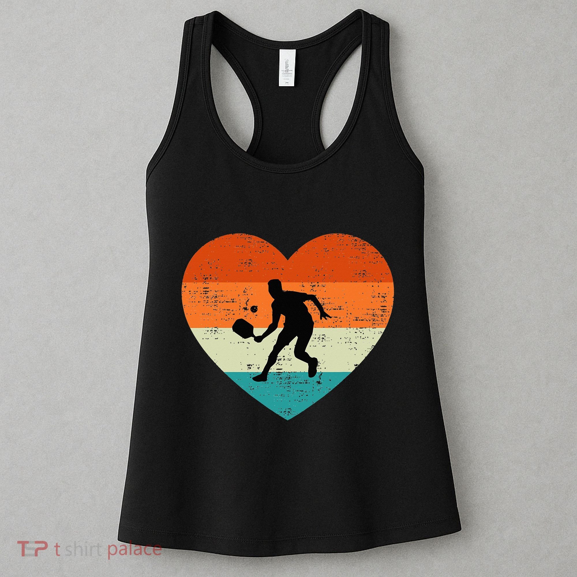 Retro Pickleball Lovers Heart Love Valentines Day Women's Tank Top