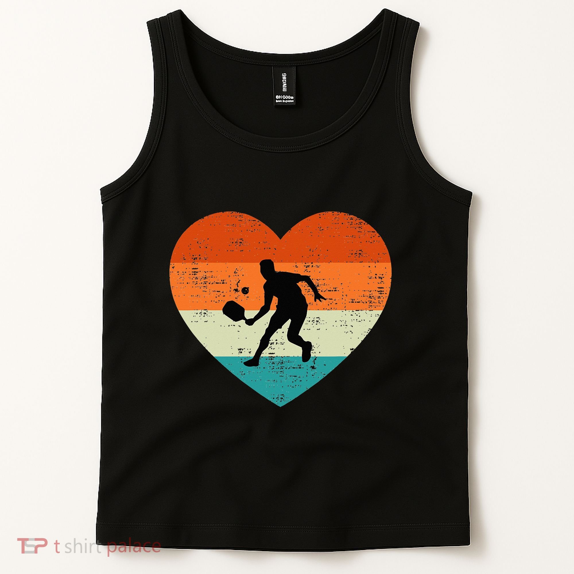 Retro Pickleball Lovers Heart Love Valentines Day Tank Top