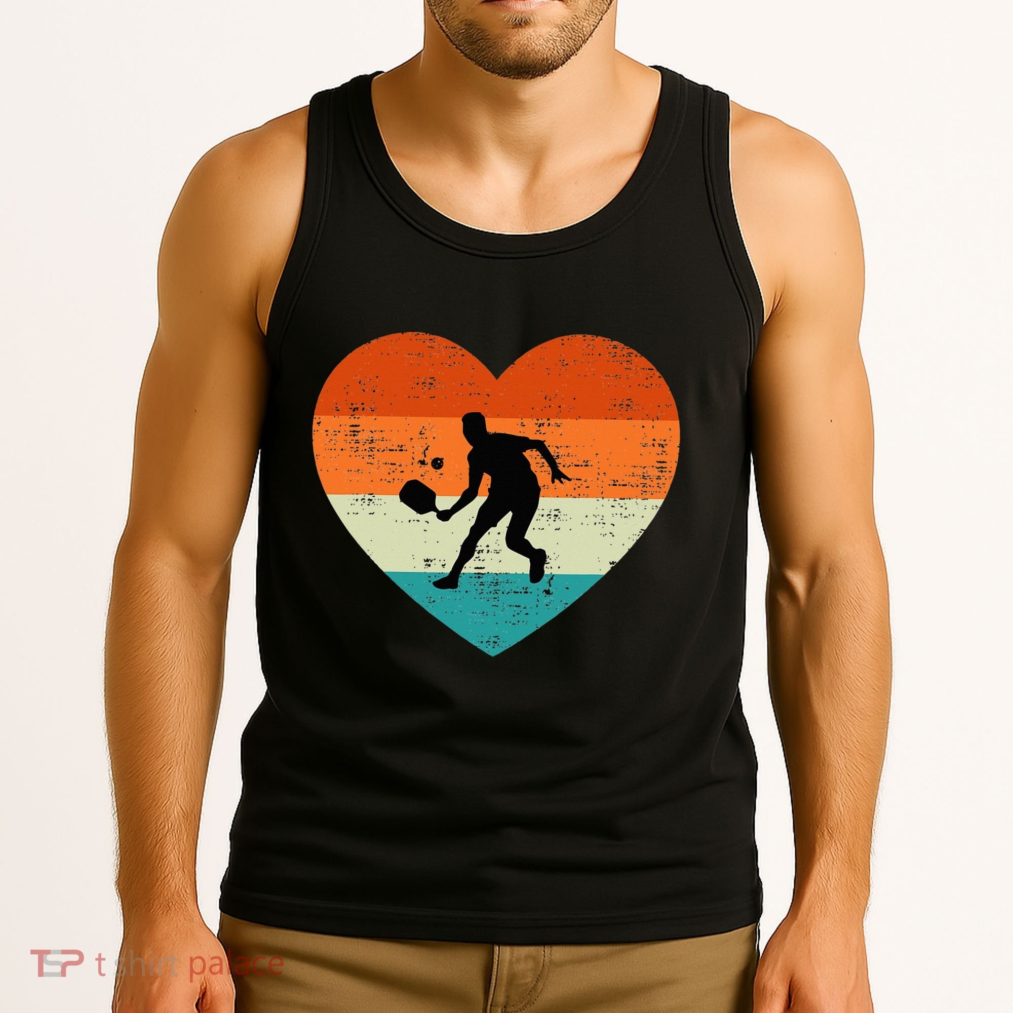 Retro Pickleball Lovers Heart Love Valentines Day Tank Top