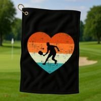 Retro Pickleball Lovers Heart Love Valentines Day Golf Towel thumb 1