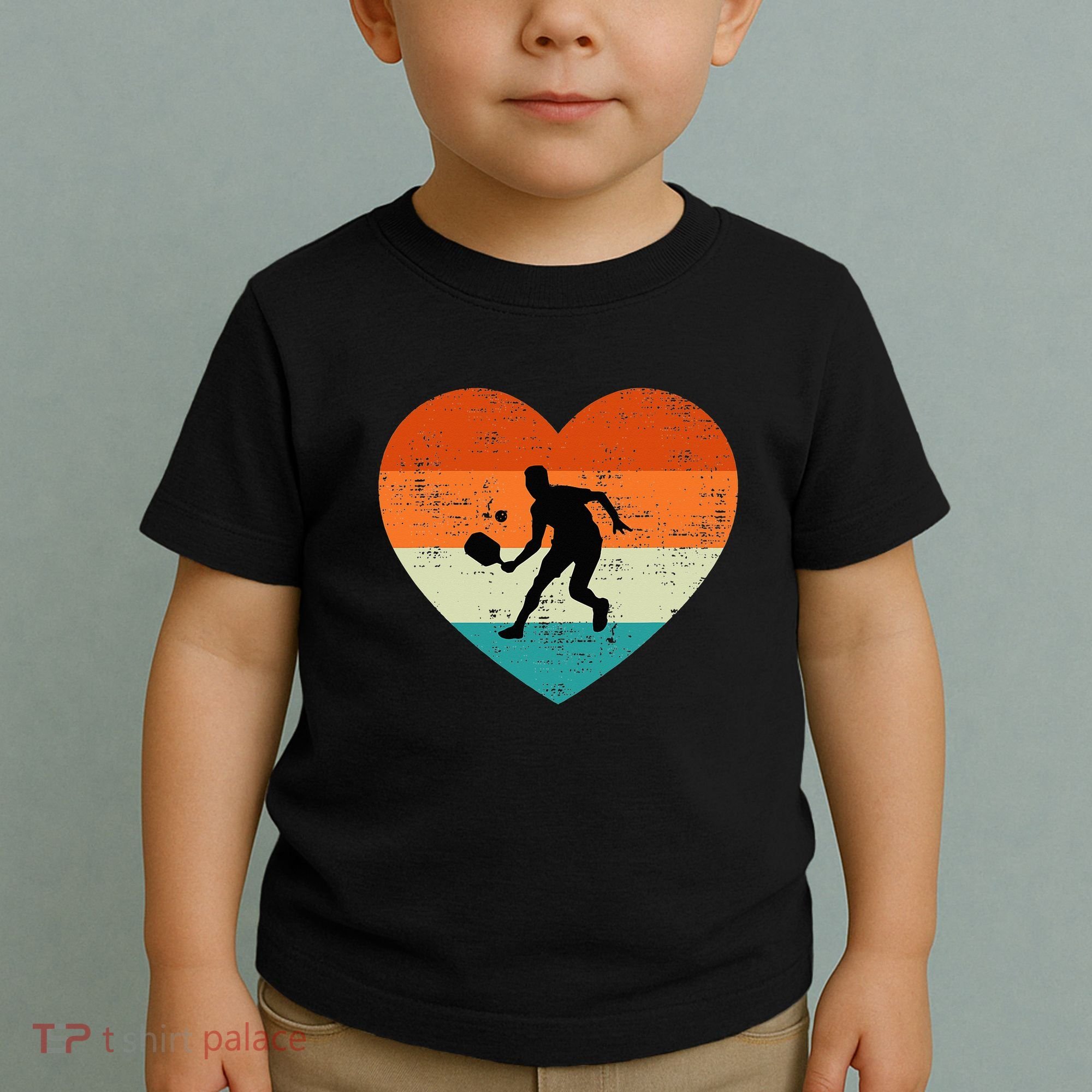 Retro Pickleball Lovers Heart Love Valentines Day Toddler T-Shirt