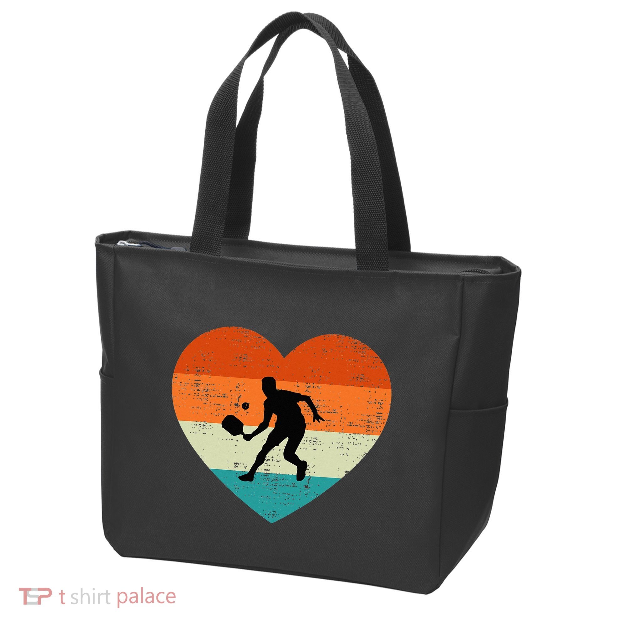 Retro Pickleball Lovers Heart Love Valentines Day Tote Bag