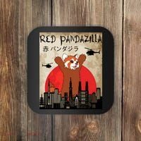Red Panda Lover, Funny Red Pandazilla Coaster thumb 0