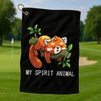 Red Panda Lazy Spirit Animal Gift Golf Towel thumb 1