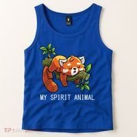 Red Panda Lazy Spirit Animal Gift Tank Top thumb 2