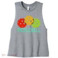 Retro Pickleball Logo Women's Racerback Cropped Tank thumb 0