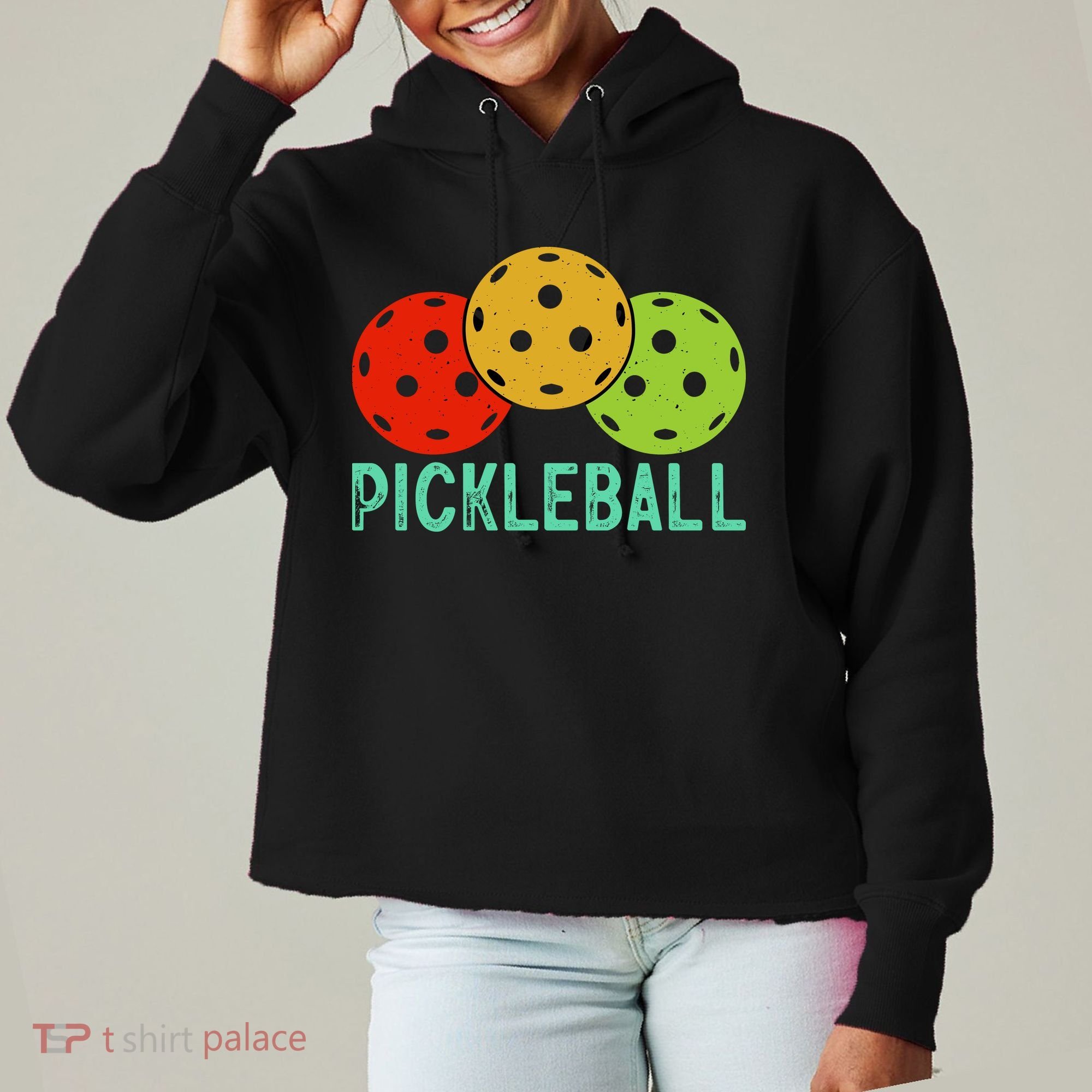 Retro Pickleball Logo Ladies Heavyweight Boxy Pullover Hoodie