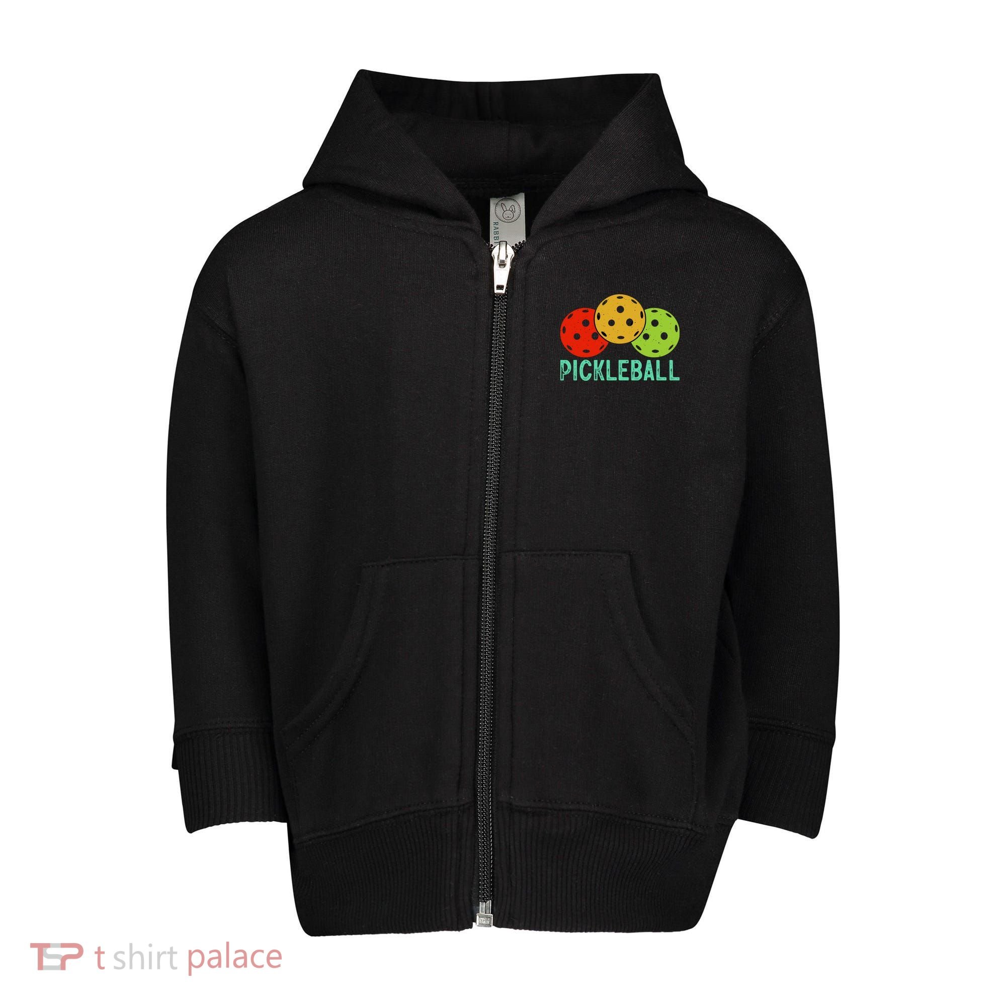 Retro Pickleball Logo Toddler Zip Fleece Hoodie