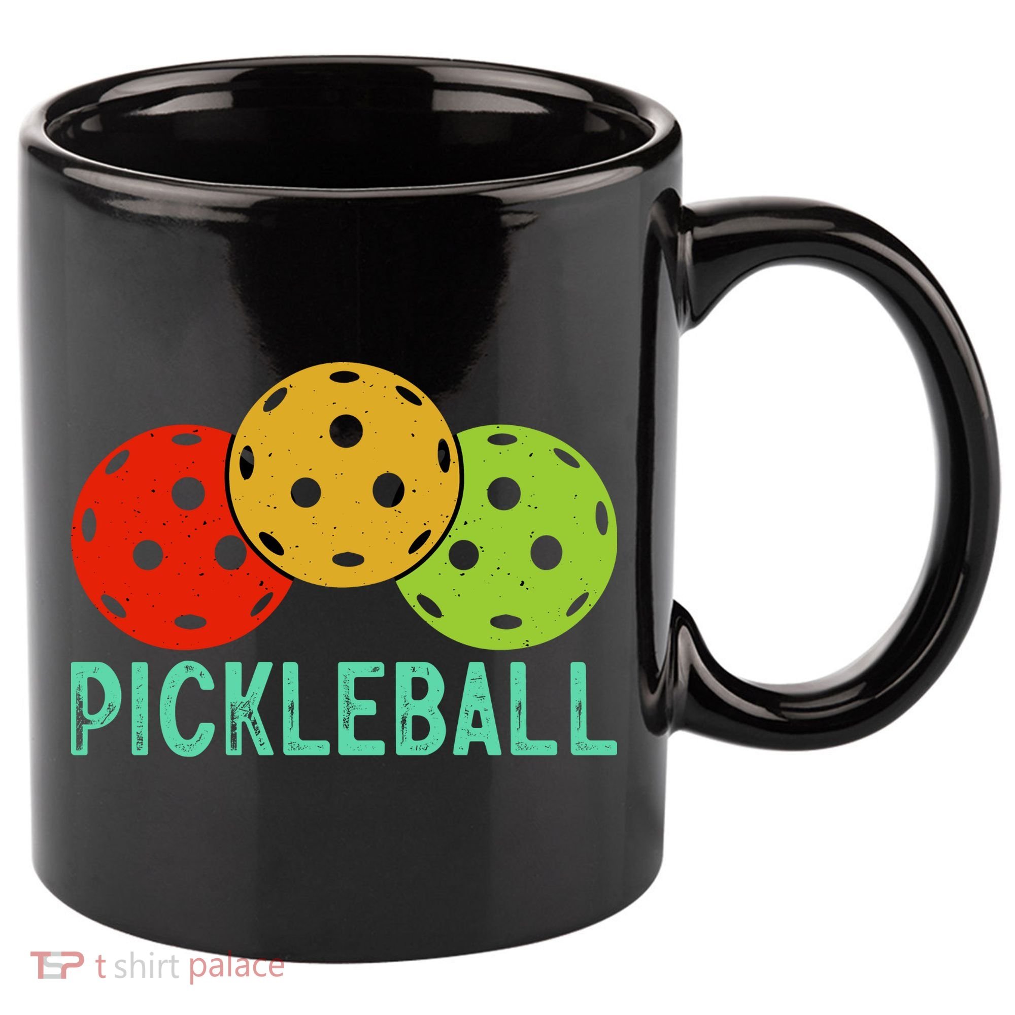 Retro Pickleball Logo 11oz C Handle Ceramic Mug