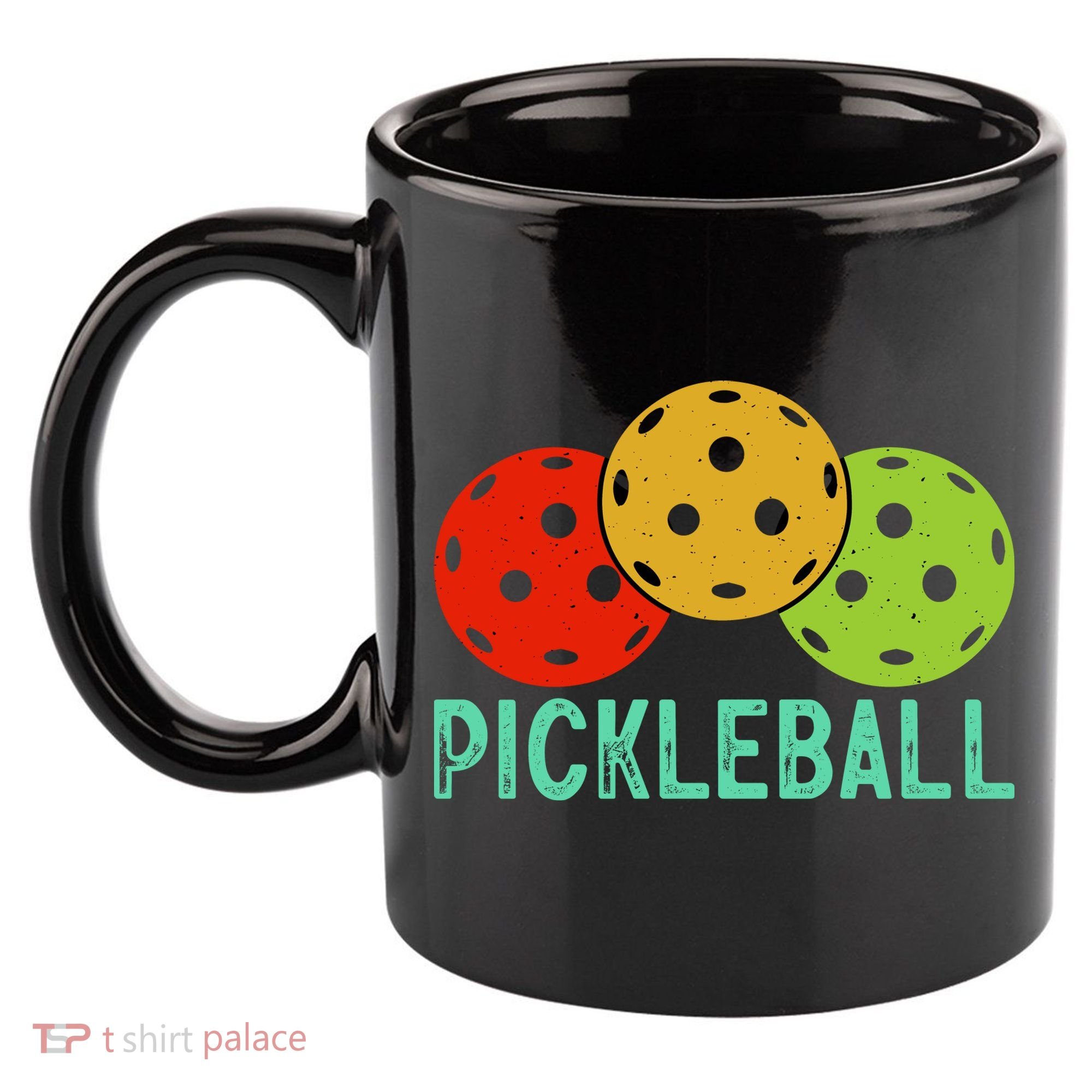 Retro Pickleball Logo 11oz C Handle Ceramic Mug