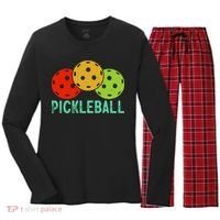 Retro Pickleball Logo Women's Long Sleeve Flannel Pajama Set  thumb 0