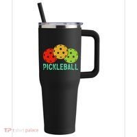 Retro Pickleball Logo 40oz Vacuum Insulated Stainless Steel Travel Tumbler thumb 0